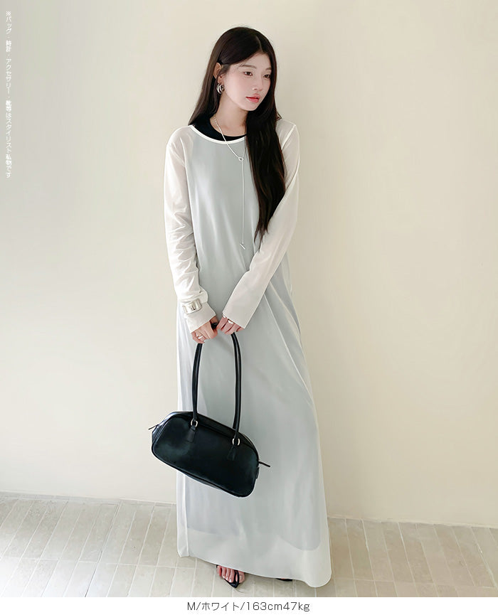 シアーメッシュロングワンピース