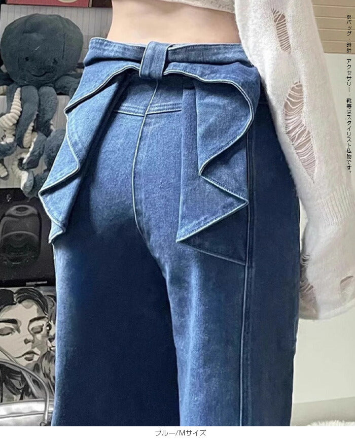 03size | コットン | バックリボンデニムパンツ