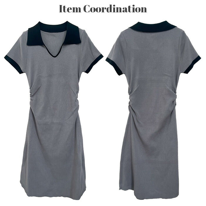 ウエストギャザータイトワンピース