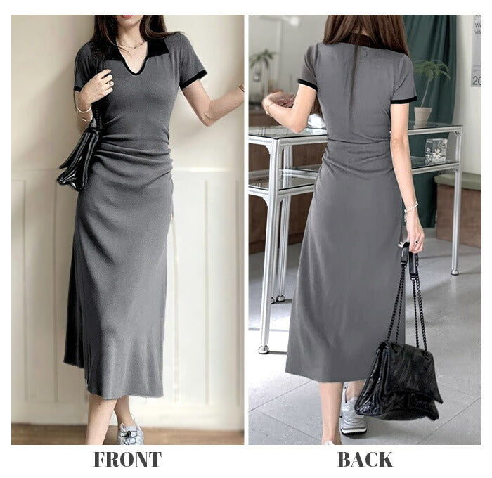 ウエストギャザータイトワンピース