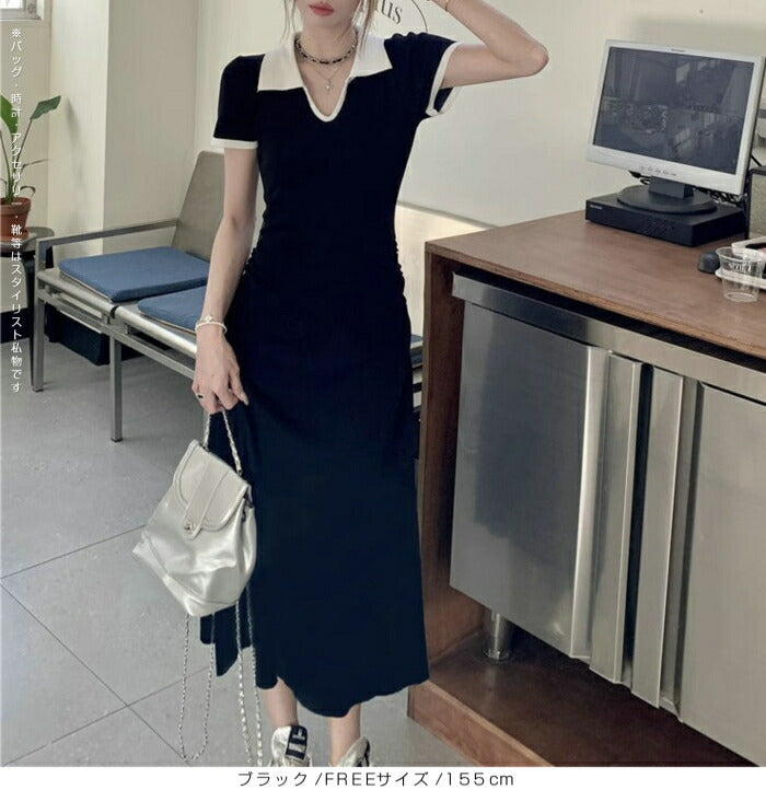 ウエストギャザータイトワンピース