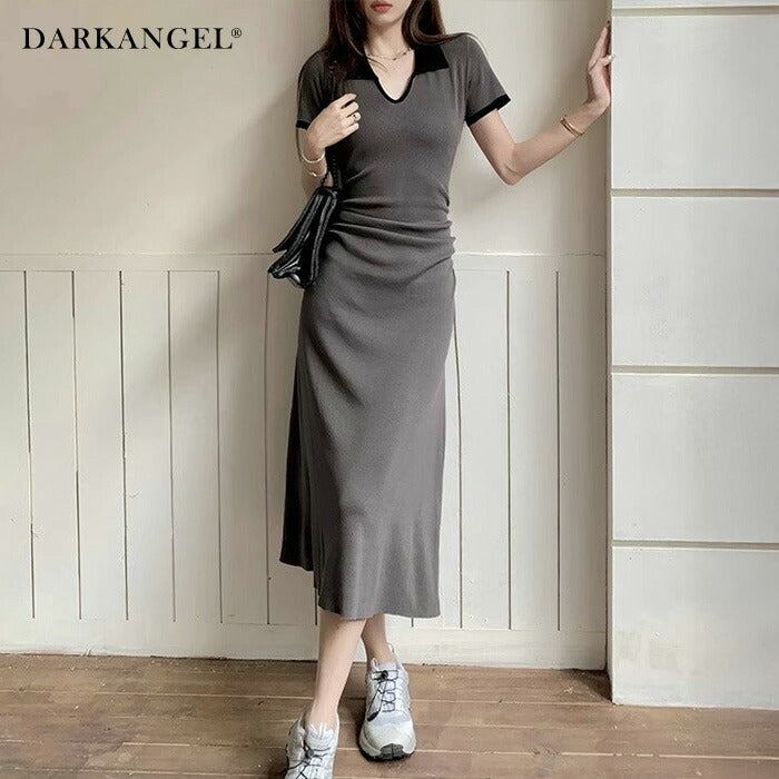 ウエストギャザータイトワンピース