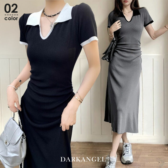 ウエストギャザータイトワンピース