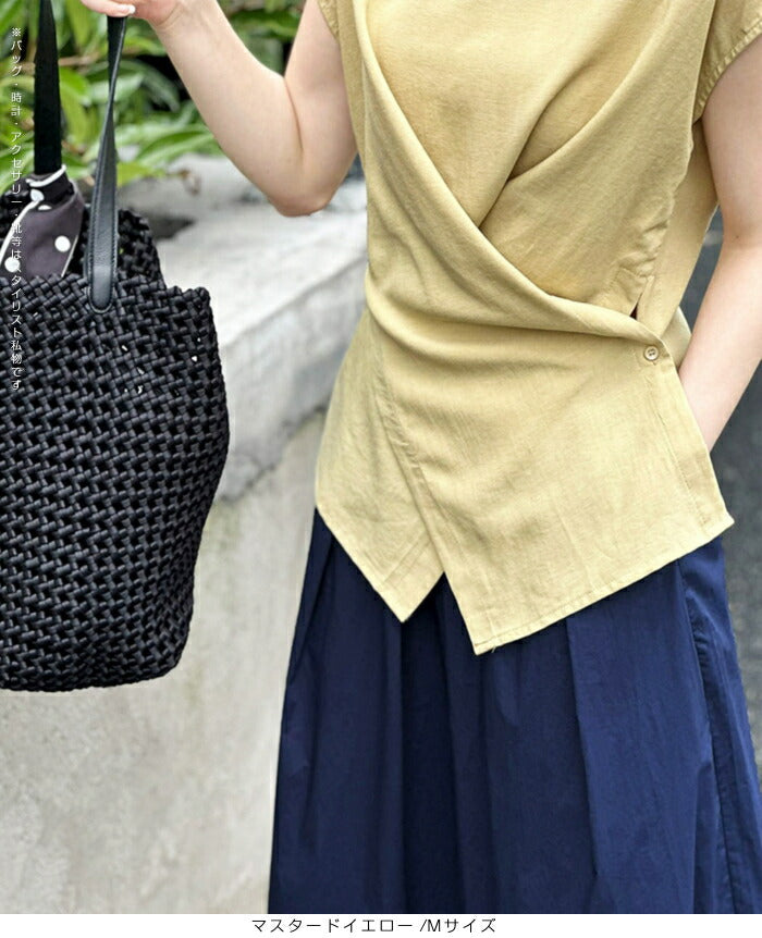 サイドボタンドレープトップス