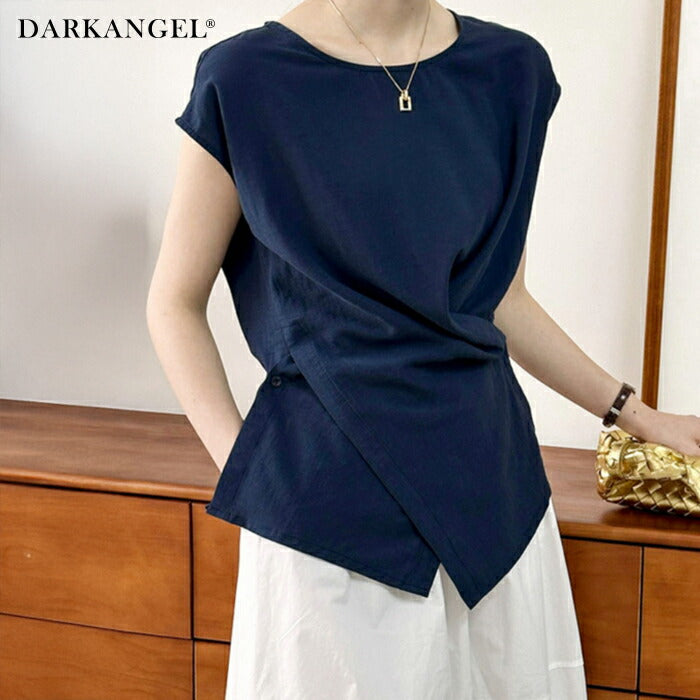 サイドボタンドレープトップス