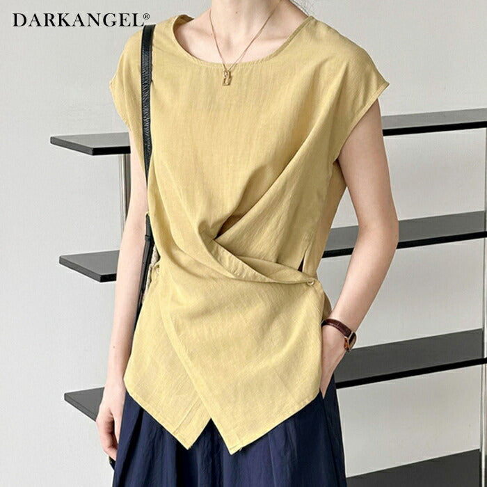 サイドボタンドレープトップス