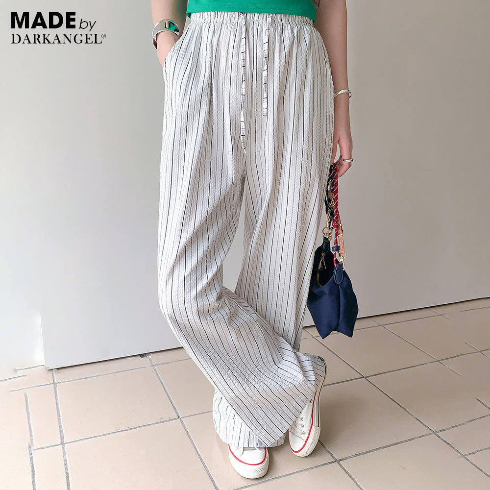 楊柳シボ感ストライプイージーパンツ