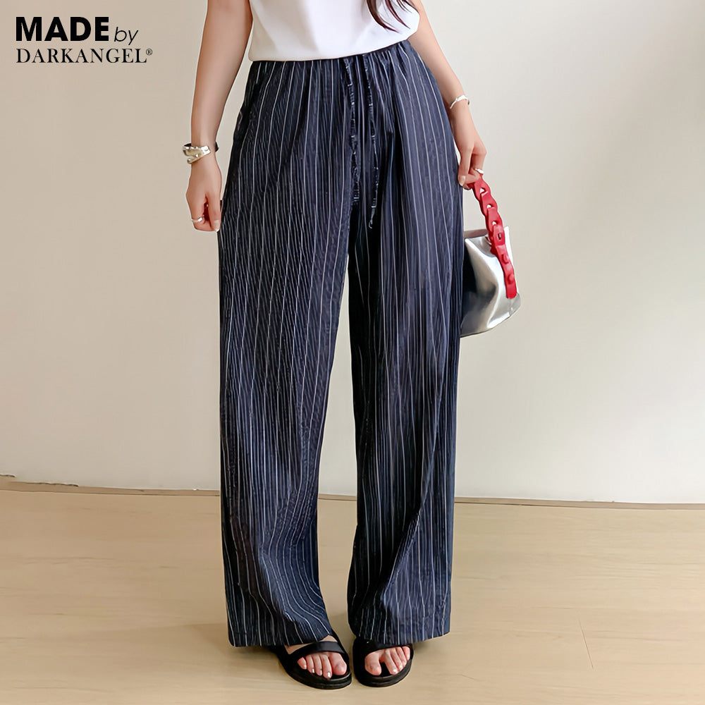 楊柳シボ感ストライプイージーパンツ