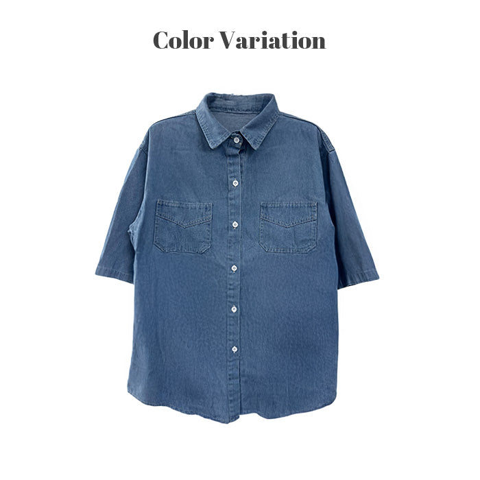 涼感デニムシャツ