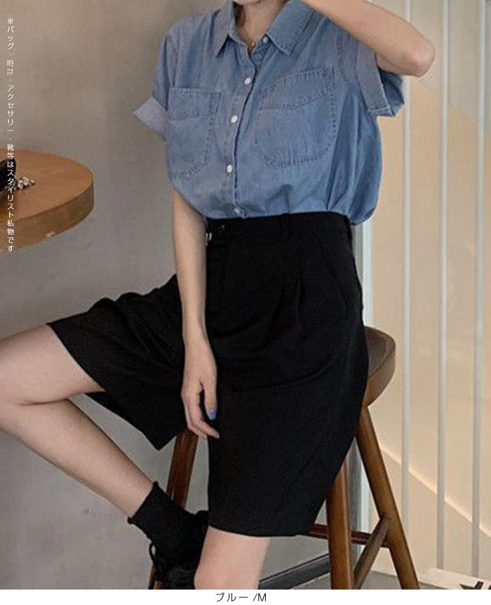 涼感デニムシャツ