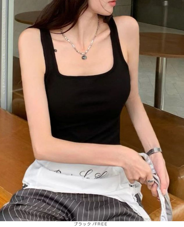 バックデザイン カップ付きタンクトップ