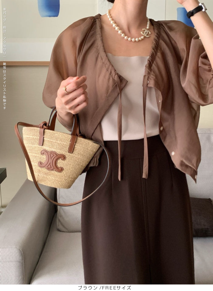 涼感シアーギャザーブラウス