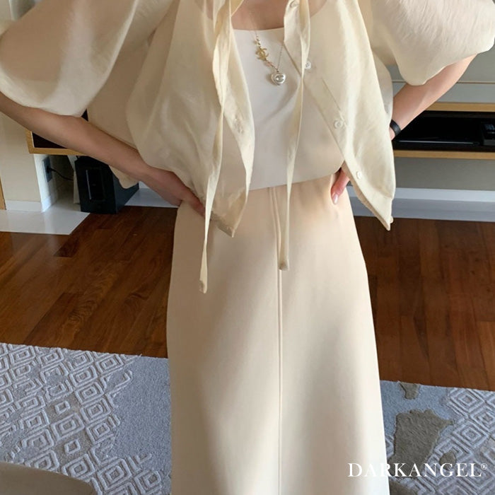 涼感シアーギャザーブラウス