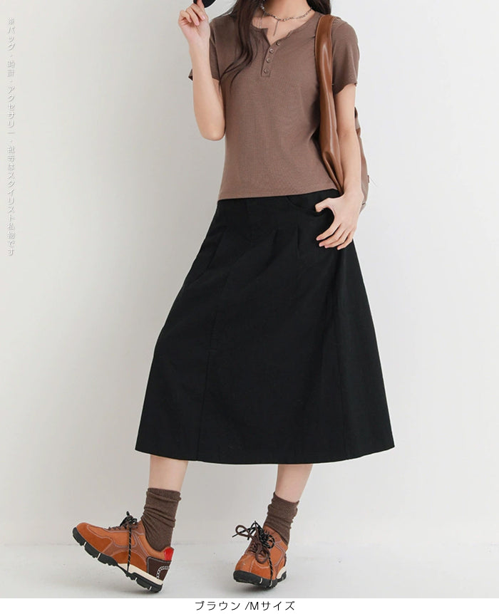 ヘンリーネックリブTシャツ