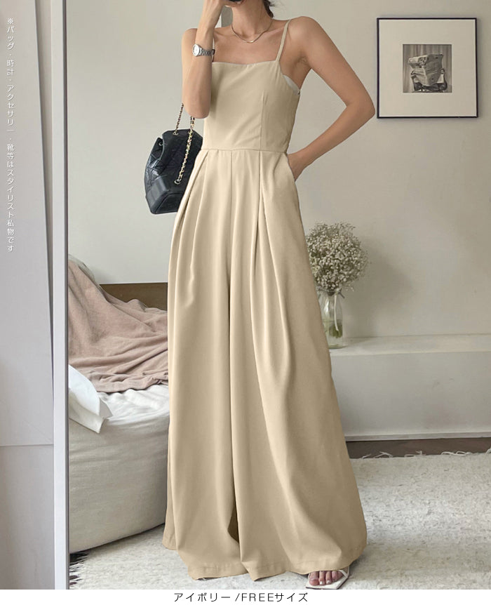 バックデザインキャミオールインワン