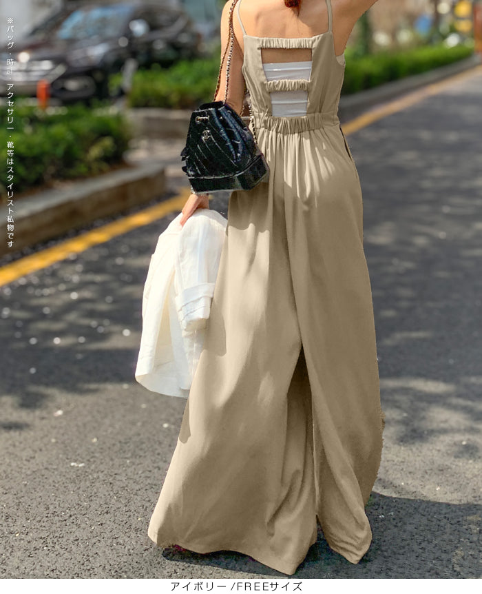 バックデザインキャミオールインワン