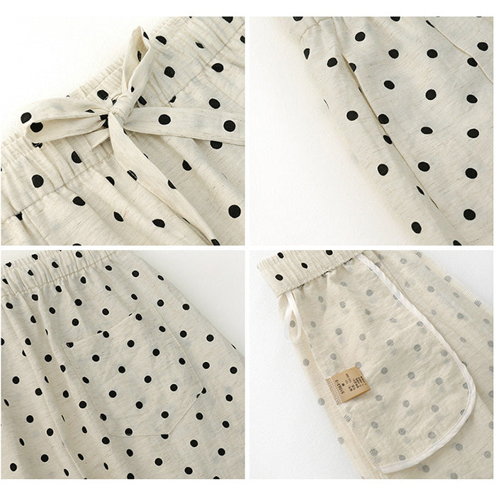 リネン混ドットイージーコクーンパンツ