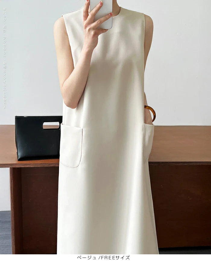 きちんと感 | ラインノースリーブワンピース