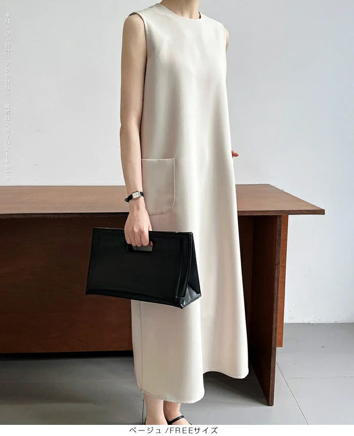 きちんと感 | ラインノースリーブワンピース