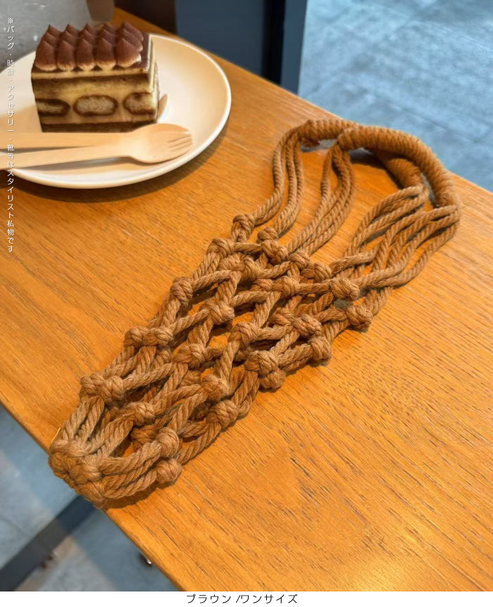 マクラメ編みドリンクホルダーバッグ