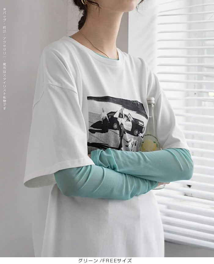 シアーメッシュトップス