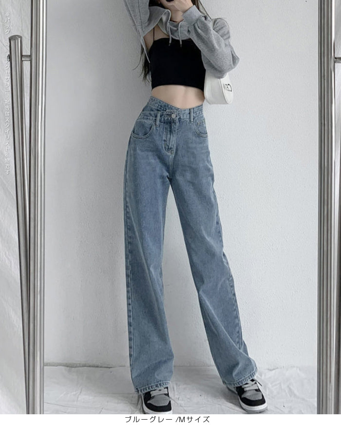 クロスウエストワイドデニムパンツ
