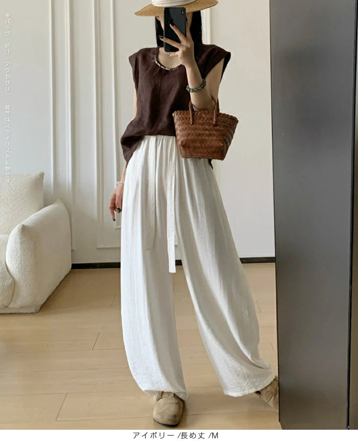 麻混カーブパンツ