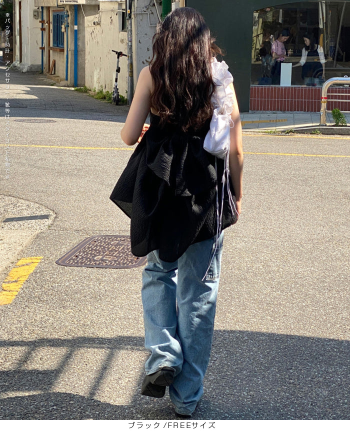 ビッグリボンバックキャミソールビスチェ