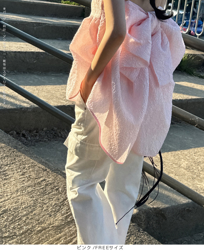 ビッグリボンバックキャミソールビスチェ