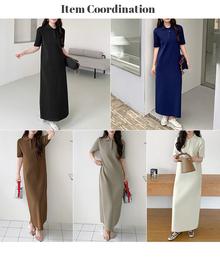 半袖ポロマキシワンピース