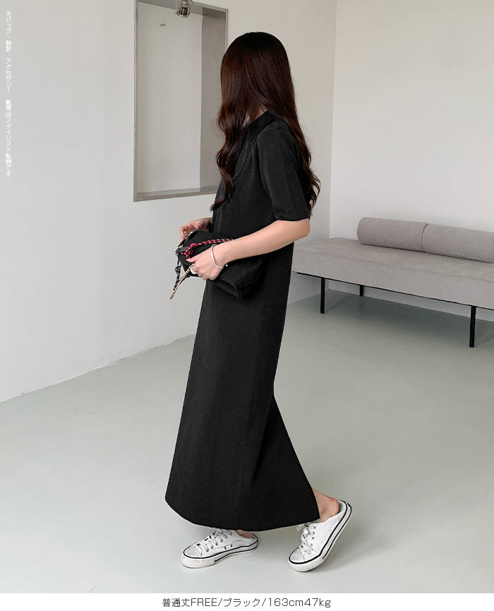 半袖ポロマキシワンピース