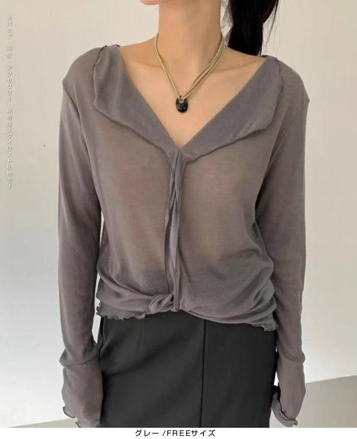 前後2WAY&シアー感のある長袖トップス