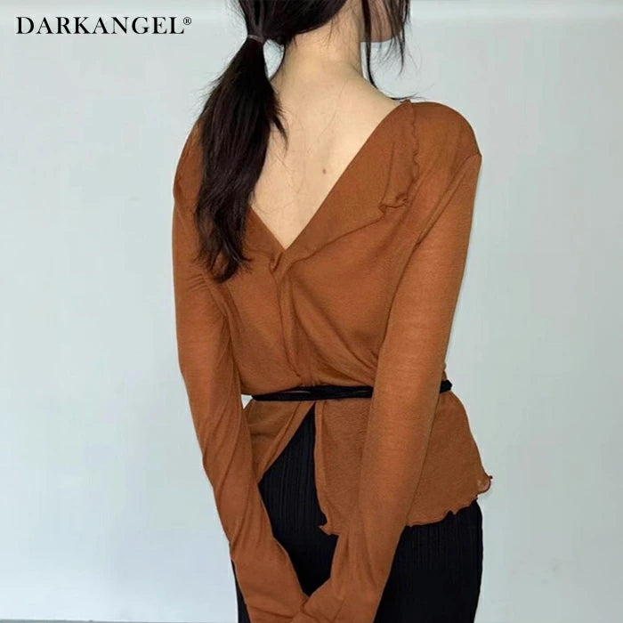 前後2WAY&シアー感のある長袖トップス