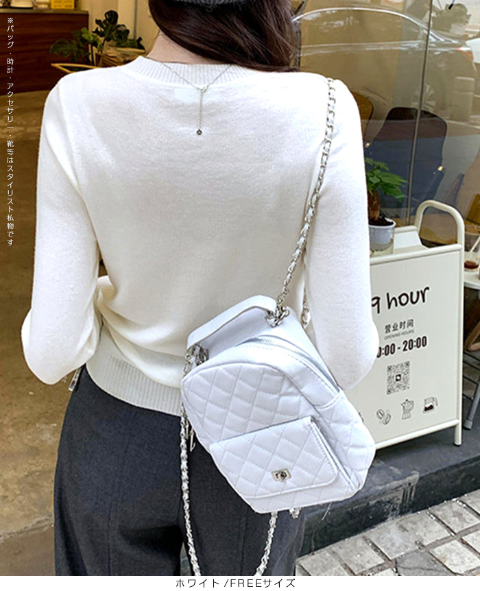 フェイクレイヤードカーディガン風ニットトップス