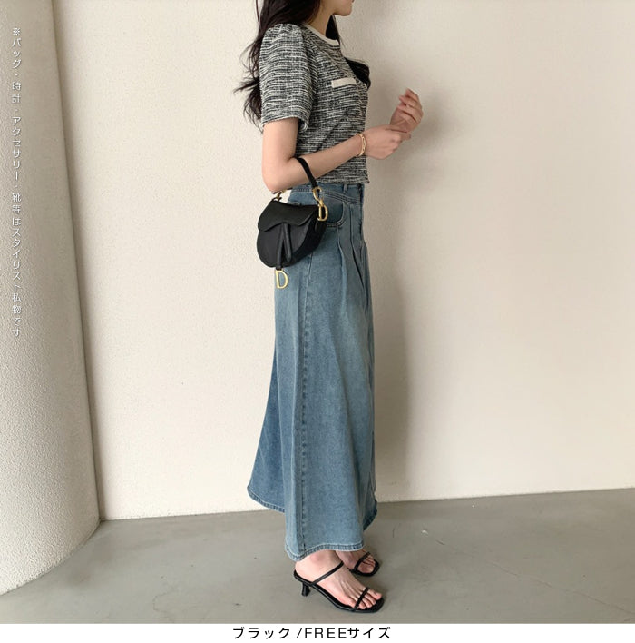 ツイードクロップド半袖ジャケット