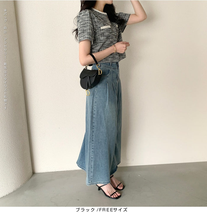 ツイードクロップド半袖ジャケット