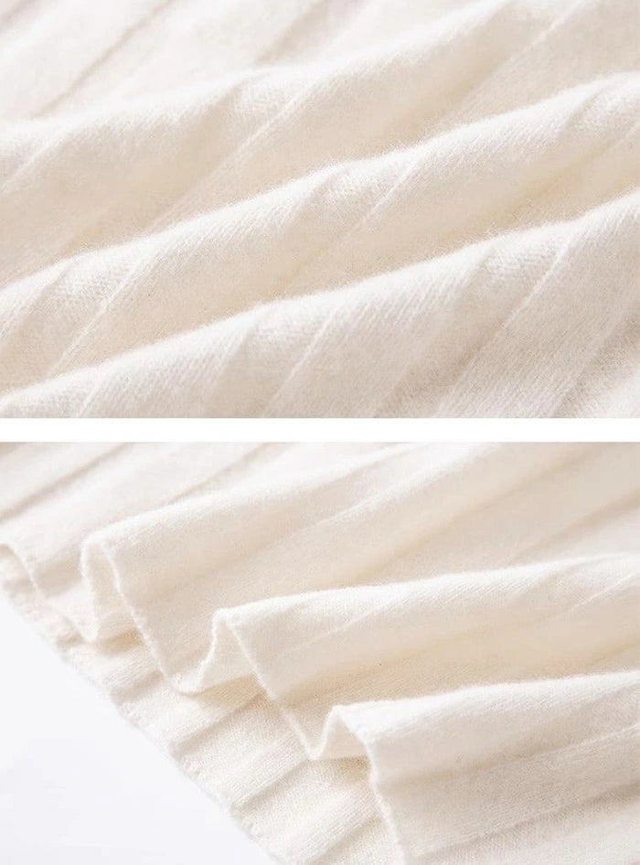 襟付きリブニットトップス