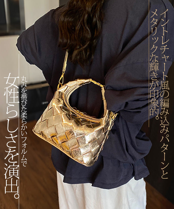 2wayハンドバックルウーブンバッグ