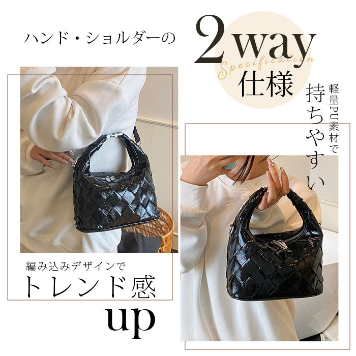 2wayハンドバックルウーブンバッグ