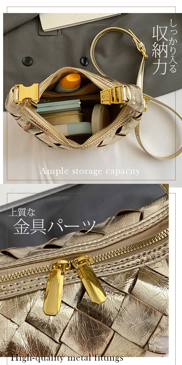 2wayハンドバックルウーブンバッグ