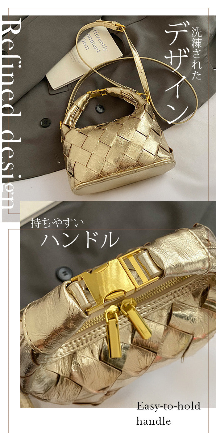 2wayハンドバックルウーブンバッグ