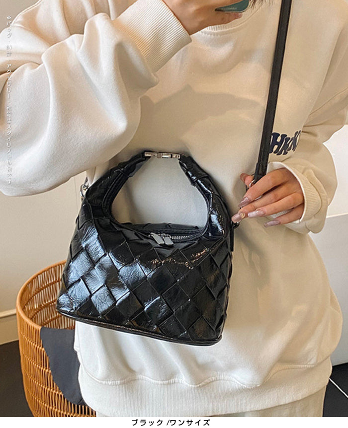 2wayハンドバックルウーブンバッグ