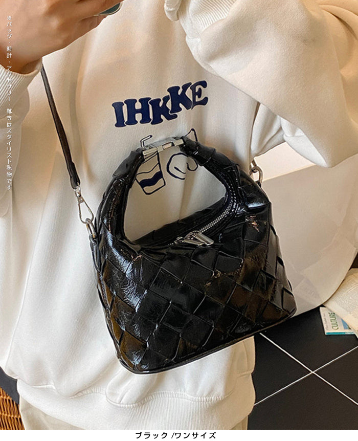 2wayハンドバックルウーブンバッグ