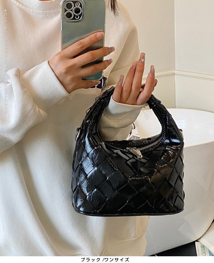 2wayハンドバックルウーブンバッグ