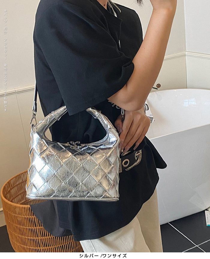 2wayハンドバックルウーブンバッグ