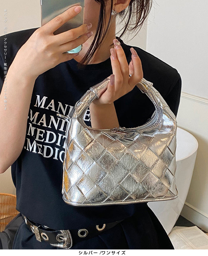 2wayハンドバックルウーブンバッグ