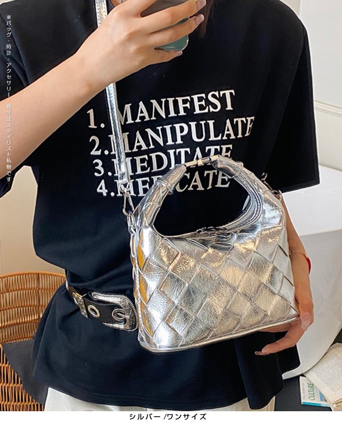 2wayハンドバックルウーブンバッグ