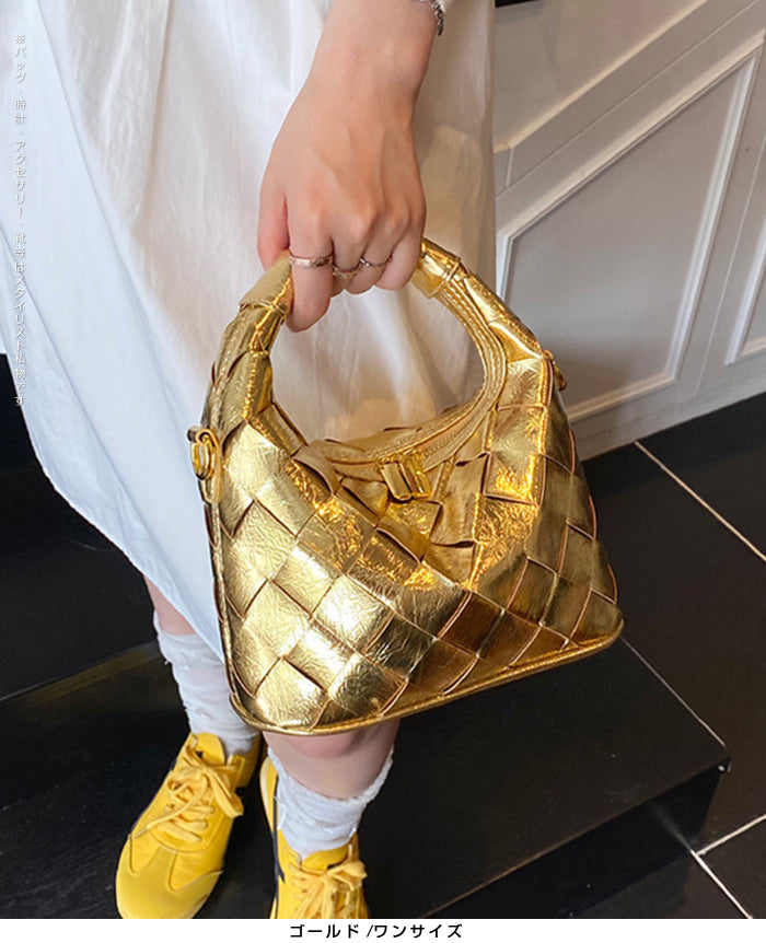 2wayハンドバックルウーブンバッグ