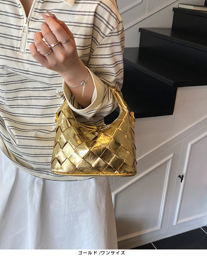 2wayハンドバックルウーブンバッグ