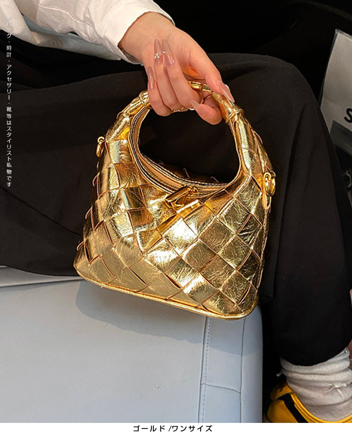 2wayハンドバックルウーブンバッグ